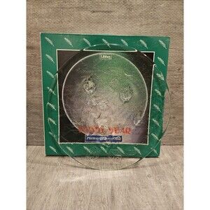 Christmas Teddy Bear Platter Plate Libbey Glass Company 13" Decorative w Box NEW